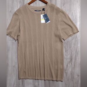 Perro ellis Men's Beige Short Sleeve Knit  size M brand new w tags